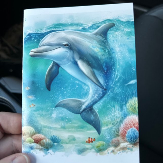 Carte De Remerciements La côte des dauphins sous la mer (Dolphin Under the Ocean Blank Notecard Stationery)
