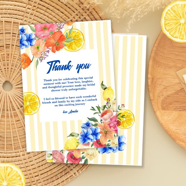 Carte De Remerciements La dolce vita Italienne Citron été Douche nuptiale (Créateur téléchargé)