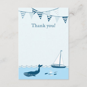 Carte De Remerciements La douche nautique bleue de bébé de voilier vous
