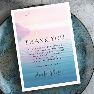 Carte De Remerciements La falaise du lever du soleil et les oiseaux funér