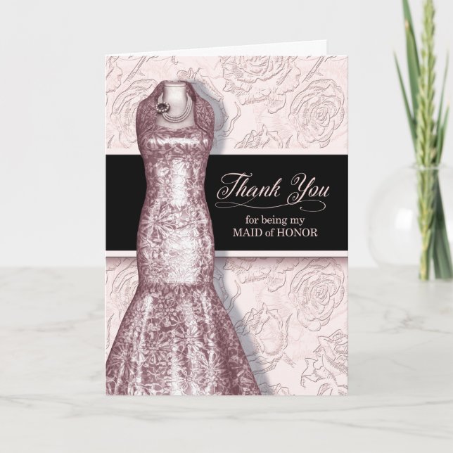 Carte De Remerciements La femme d'honneur rose pâle (Devant)