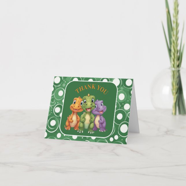 Carte De Remerciements La fête du bébé dinosaure adorable (Devant)