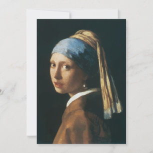Carte De Remerciements La fille avec une boucle d'oreille de perle