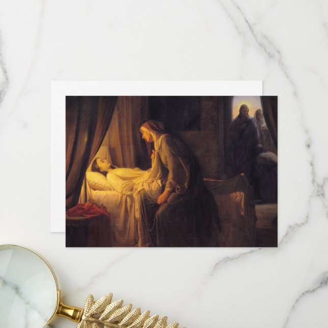 Carte De Remerciements La fille de Jairus par Carl Bloch (Devant/Arrière en situation)