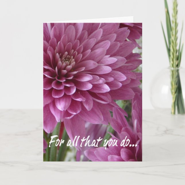 Carte De Remerciements La florale rose du jour du professionnel administr (Devant)