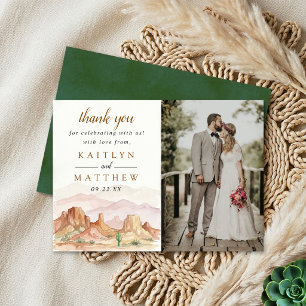 Carte De Remerciements La gamme de mariage désertique à l'aquarelle - Pho