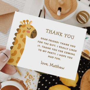 Carte De Remerciements La girafe mignonne. Anniversaire de enfant de safa
