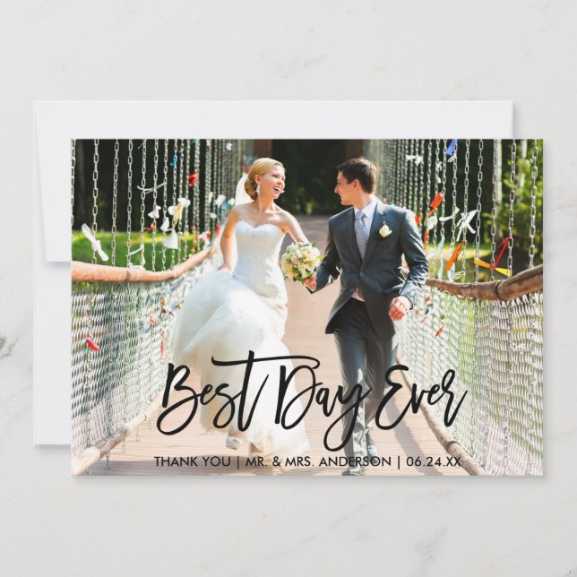 Carte De Remerciements La meilleure photo toujours moderne de mariage de (Devant)