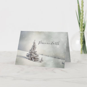Carte De Remerciements La Paix Sur Terre Noël du paysage neigeux