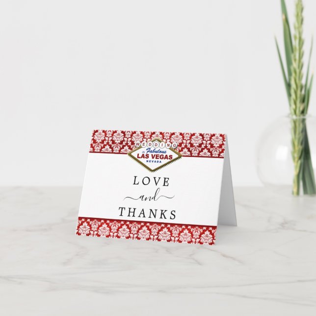 Carte De Remerciements La Parties scintillant Damask Las Vegas Mariage Co (Devant)