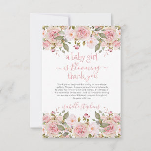 Carte De Remerciements La Petite Fille Fleurit Le Baby shower Floral