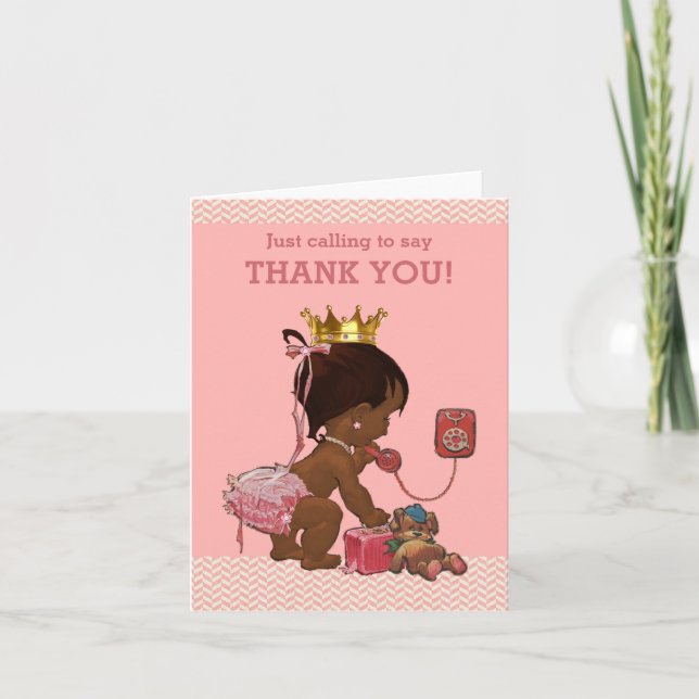 Carte De Remerciements La Princesse Ethnique Du Bébé Sonne Pour Dire Merc (Devant)