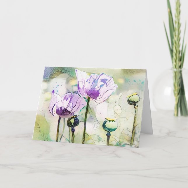 Carte De Remerciements La série Squiggle - Poppies (Devant)