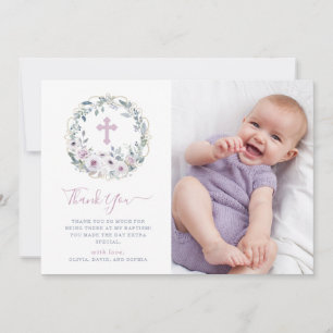 Carte De Remerciements La violette rougissent baptême floral de   avec la