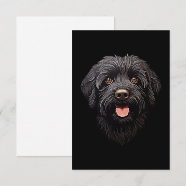 Carte De Remerciements Labradoodle Chien noir (Devant / Derrière)