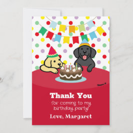 Carte De Remerciements Labradors noir et jaune personnalisés Anniversaire
