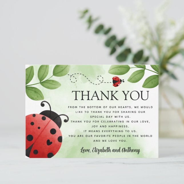 Carte de remerciements Ladybug (Debout devant)