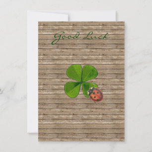Carte De Remerciements Ladybug sur un trèfle à quatre feuilles - Bonne ch