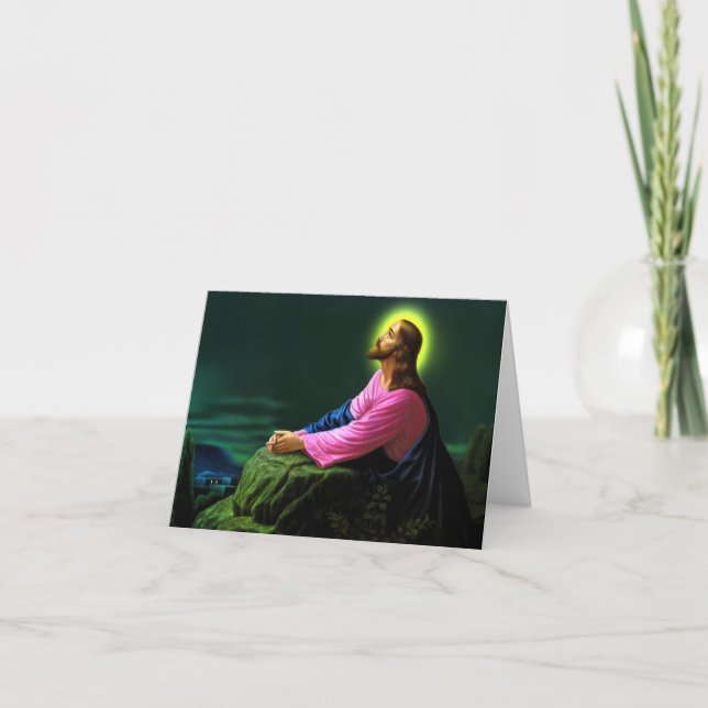 Carte De Remerciements L'affiche catholique de Jésus priant (Devant)