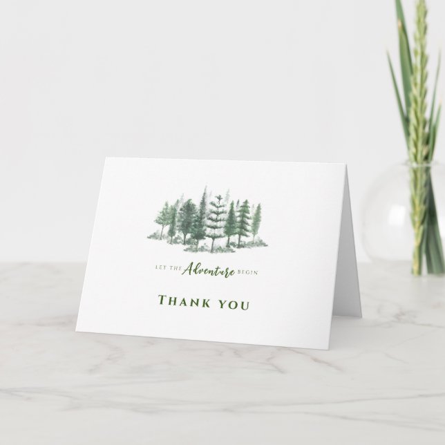 Carte De Remerciements Laissons l'aventure commencer le Baby shower fores (Devant)