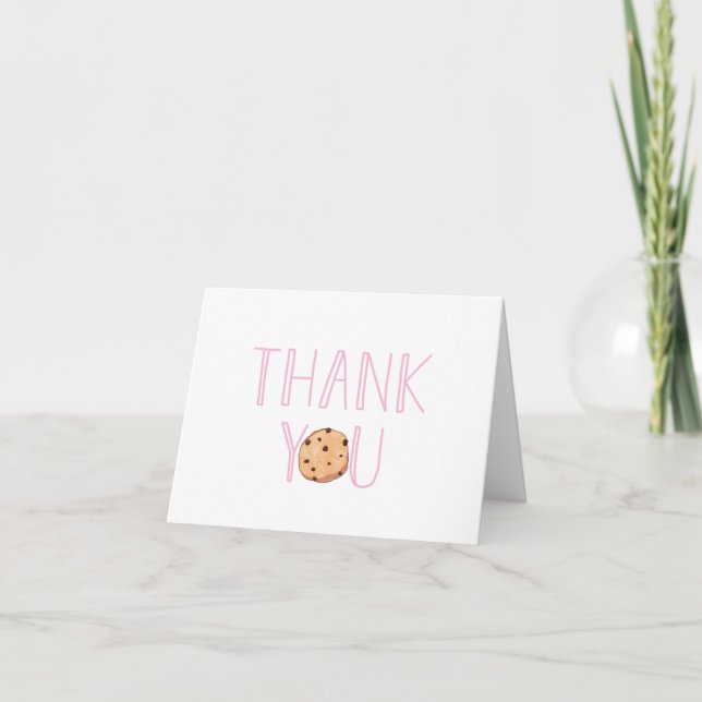 Carte De Remerciements Lait et biscuits Fête d'anniversaire rose (Devant)