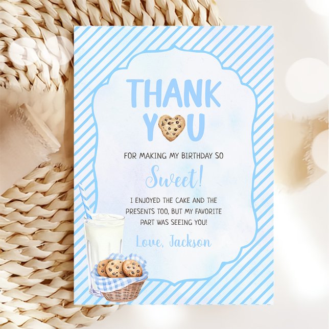 Carte De Remerciements Lait Et Cookies Enfant Anniversaire (Créateur téléchargé)