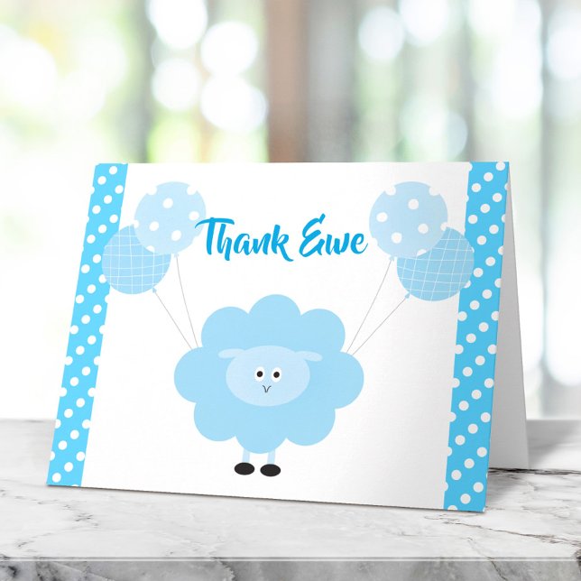 Carte De Remerciements Lamb Turquoise Ballons garçon Baby shower mignonne (Créateur téléchargé)