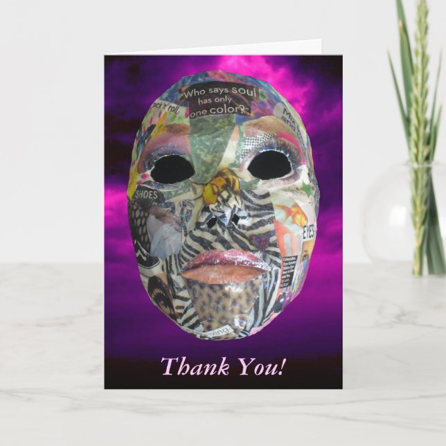 Carte De Remerciements L'Âme Vient Dans Toutes Les Couleurs Masque (Devant)