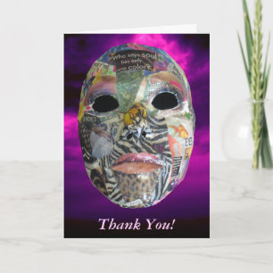 Carte De Remerciements L'Âme Vient Dans Toutes Les Couleurs Masque