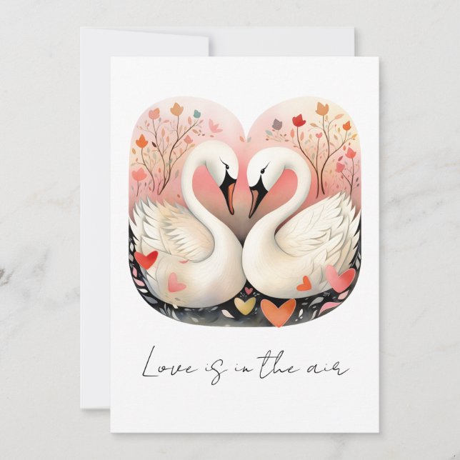 Carte De Remerciements L'amour du cygne au coeur de la forêt (Devant)