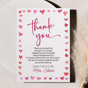 Carte De Remerciements L'amour est dans l'air Mariage Cœurs Roses Rouges