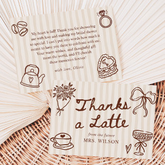 Carte De Remerciements L'amour est dans le café Mariage Doux Dessin à la