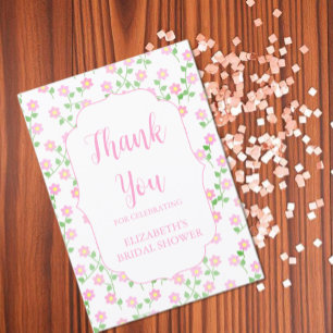 Carte De Remerciements L'amour est en fleurs Fête de mariage rose floral