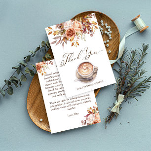 Carte De Remerciements L'amour prépare un café shower de mariage automnal