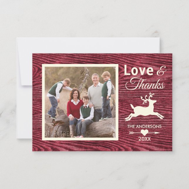 Carte De Remerciements L'amour remercie des vacances en bois rustiques (Devant)