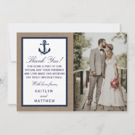 Carte De Remerciements L'Ancre De La Marine Sur La Collection De Mariages