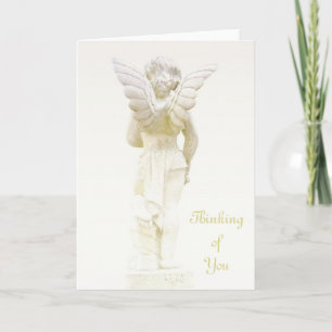 Carte De Remerciements L'ange blanc croisé saint d'ange pensant à vous