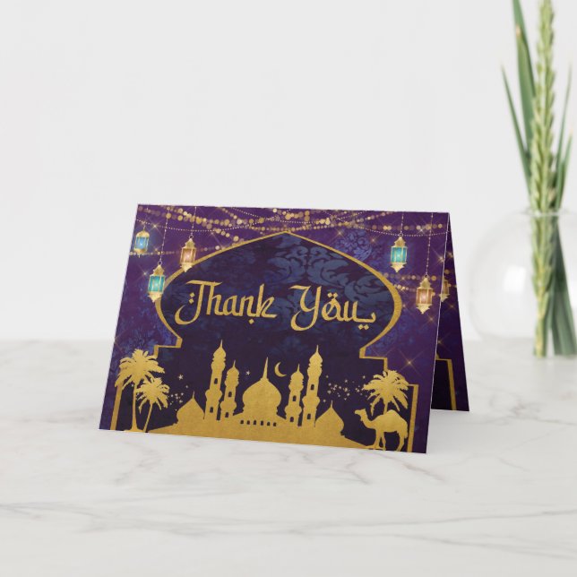 Carte De Remerciements Lanternes des nuits arabes exotiques Lampe à chame (Devant)
