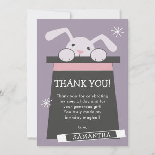 Carte De Remerciements Lapin d'anniversaire de spectacle de magie