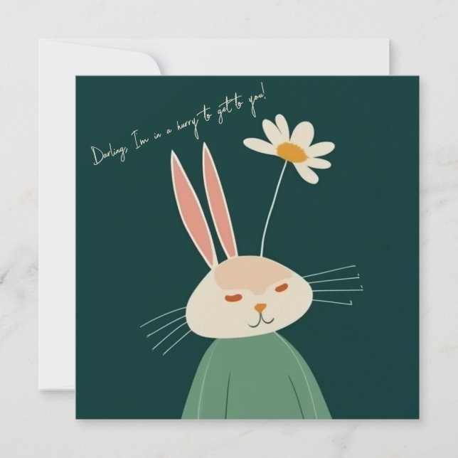 Carte De Remerciements Lapin de dessin animé, Saint Valentin (Devant)