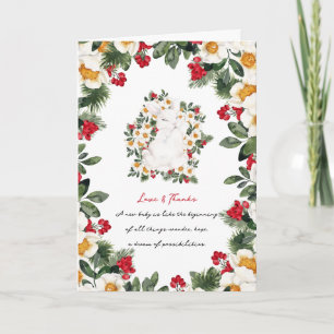 Carte De Remerciements Lapin d'hiver Floral Remerciement Baby Shower
