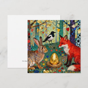 Carte De Remerciements Lapin, Pie, Renard et « L'Œuf d'or de l'oie »