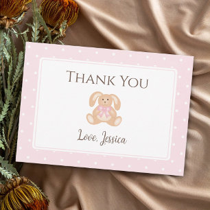 Carte De Remerciements Lapin rose lapin mignon Pois mignon Baby shower fi