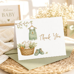 Carte De Remerciements Lapin Rustique Bébé Cultivé Localement Modifiable