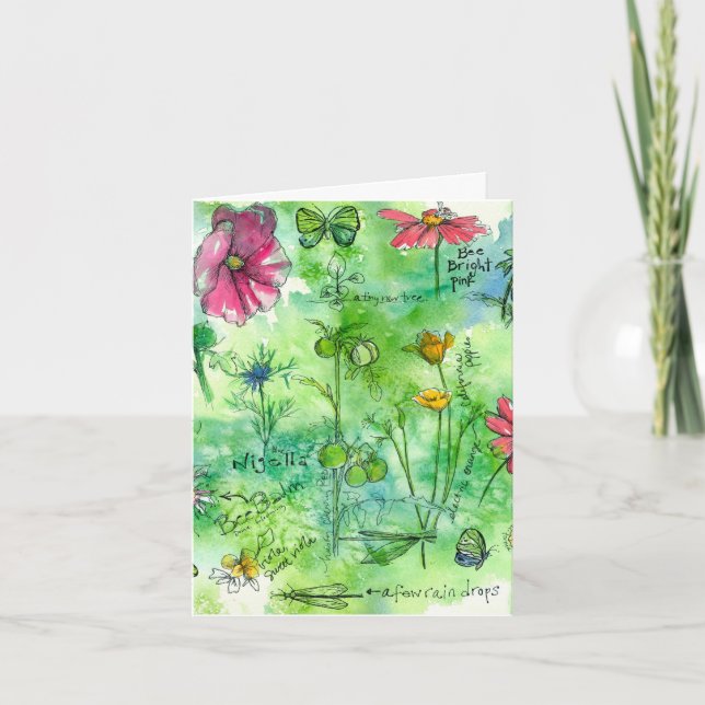 Carte De Remerciements L'aquarelle botanique de carnet à dessins fleurit (Devant)