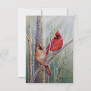Carte De Remerciements L'art de l'aquarelle rouge cardinal