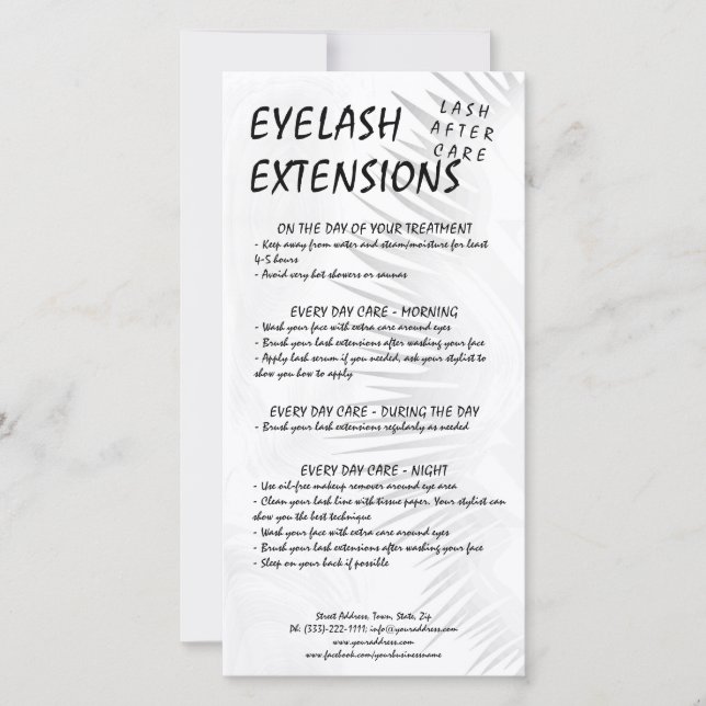 Carte De Remerciements Lash Aftercare noir blanc Eyelash ombre dégradé (Devant)