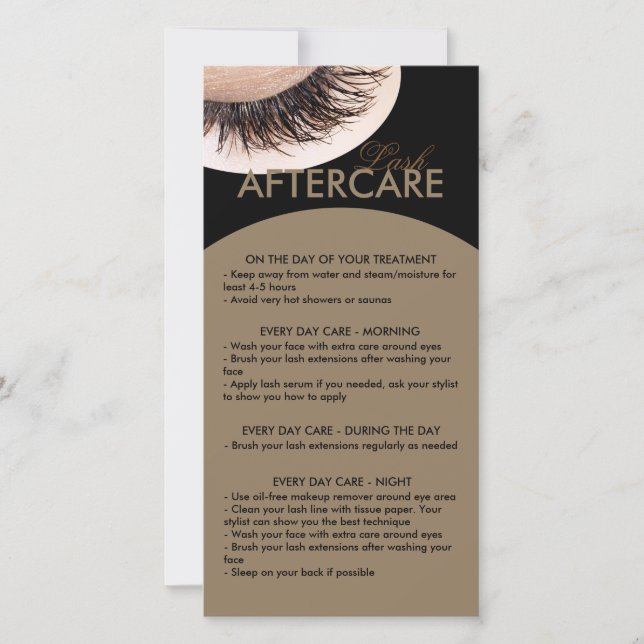Carte De Remerciements Lash post-soins Curly Lashes Noir et Brown (Devant)