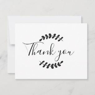 Carte De Remerciements Laurel Feuille Black and White Business