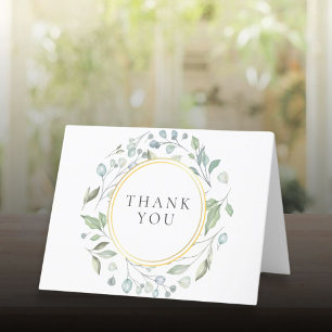 Carte De Remerciements Laurel Garland Floral Elégant Faux Gold Foil